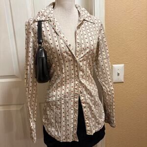 Moda International floral print cotton button up top. Size medium